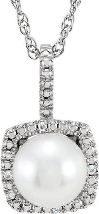 Pompeii3 Sterling Silver 7mm Freshwater Cultured Pearl &.015 CTW Diamond 18 Necklace