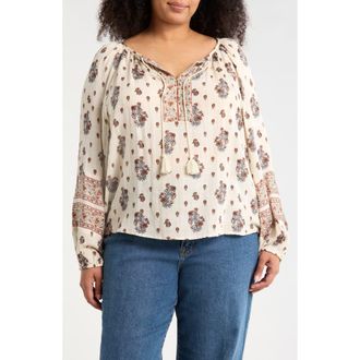Lucky Brand Split Neck Top in Tofu Multi at Nordstrom Rack, Size 2X