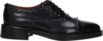 Valentino Garavani Zwarte leren Oxfords en Derby - Dames - Veterschoenen - Zwart - 38 EU - Schoenen
