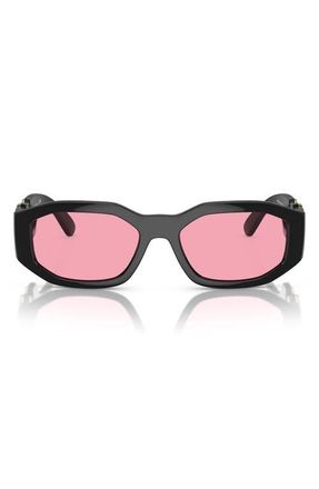 Versace Biggie 53mm Round Sunglasses in Black Red at Nordstrom