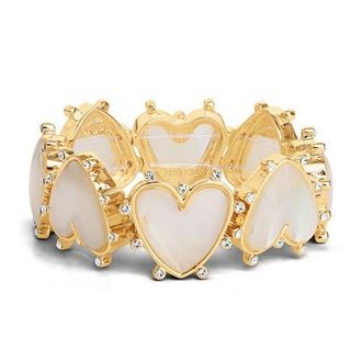 Jessica Simpson Gold-Tone Heart Bracelet with Rhinestone Embellishments in Gold, White at Nordstrom