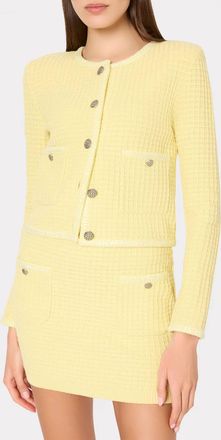 Milly Sade Textured Cardigan In Light Yellow