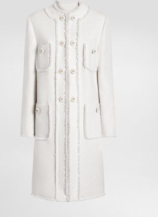 Dolce & Gabbana Single-breasted Raschel Tweed Coat - Woman Coats And Jackets White 38