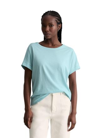 Marc O'Polo Denim T-Shirt MARC OPOLO DENIM, Damen, Gr. XL, blau fog, Jersey, Obermaterial: 100% Baumwolle, relaxed fit normal, Rundhals, Umschlagbund, Shirts T-Shirt, r