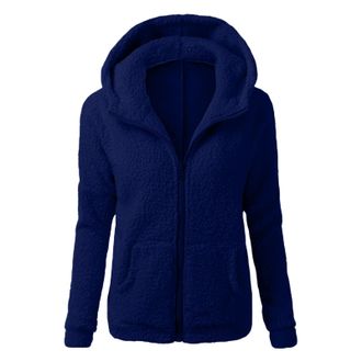 Generic Fleece Jacket Women UK Casual Winter Warm Wool Coats Full Zip Up Solid Teddy Hoodie with Pockets Ladies Fuzzy Sherpa Outwear Long Sleeve Soft Fall Swe
