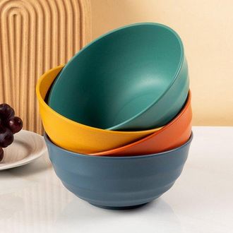 OEM Juego De 4 Cuencos Irrompibles Para El Desayuno, Cuencos De Paja De Trigo, Cuencos De Pl&aacute;stico Reutilizables Para Sopa, Sin Bpa, Multicolor