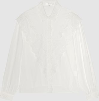 Frame Denim Blouse The Poplin Equestrian White