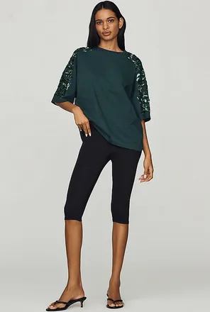 Essentiel Kangoo Cotton Sequin-Sleeve Tee