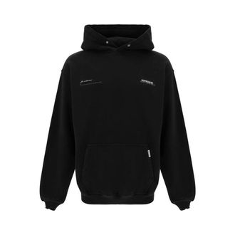 Represent Hoodies, male, Black, Size: XL Cotton Sweatshirt with Ribbed Hem and Cuffs