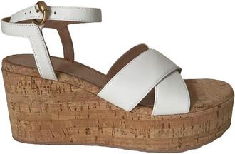 Gianvito Rossi White Cork Platform Wedges Size 39.5