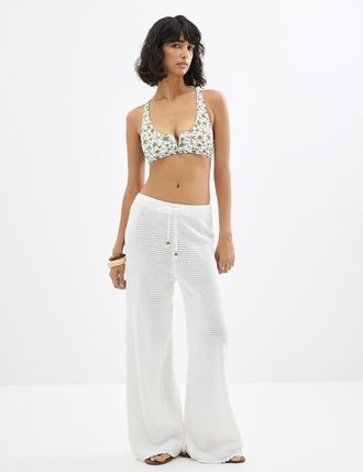Simons Womens Scalloped-trim crochet wide-leg pant