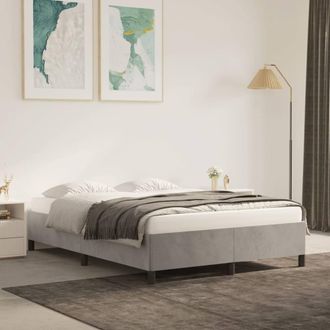 Berkfield Home Bed Frame Light Grey 135x190 cm Double Velvet