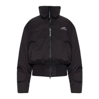 Balenciaga Korte jas met geribde zoom - Dames - Jassen - Zwart - Maat: M Polyamide