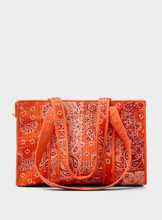 Simons Womens Paisley patchwork quilted tote bag