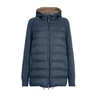 Brunello Cucinelli Nylon Capuchon Donsjas - Dames - Jassen - Blauw - Maat: XS Nylon