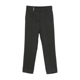 PESERICO Cropped Broeken - Dames - Vrijetijds broeken - Grijs - XL - Wol - Broeken