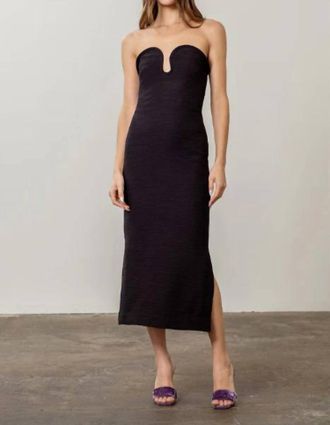 Moon River Strapless Sculped Midi Dress In Black