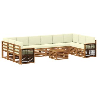 vidaXL Conjunto De Sof&aacute;s De Exterior Con Coj&iacute;n 8 Pcs Natural Y Crema Vidaxl