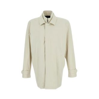 Fay Single-Breasted Coats, male, Beige, Size: XL Morning Stretch Coat