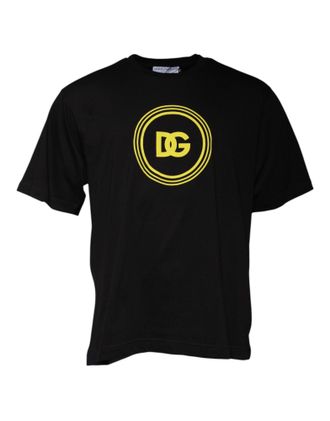 Dolce & Gabbana Mens Black Logo Print Cotton Crew Neck T-Shirt