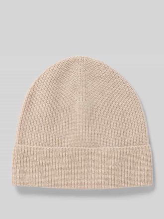 Christian Berg Mütze aus reinem Kaschmir in Strick-Optik in Beige Melange, Größe 1
