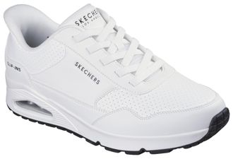 Skechers Slip-On Sneaker SKECHERS UNO-BANKSIA LUXE, Herren, Gr. 40, weiss (wei&szlig;), Lederimitat, Schuhe Slip-On Sneaker, Keilsneaker, Sneaker mit Luftkissen
