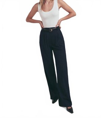 Favorite Daughter The Favorite Pant - Petite In Navy Pinstripe