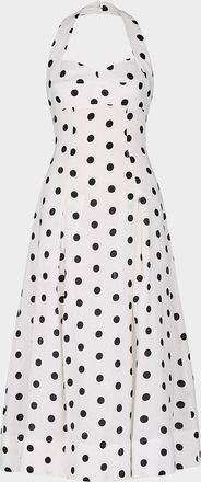 Nicholas Seraphina Pleated Polka Dot Halter Midi Dress