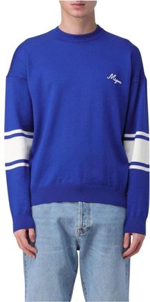 Msgm Gebreide Trui met Ronde Hals - Heren - Ronde hals truien - Blauw - XL - Truien & Vesten