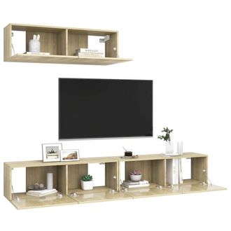 Berkfield Home TV Cabinets 3 pcs Sonoma Oak Engineered Wood in Light Tan