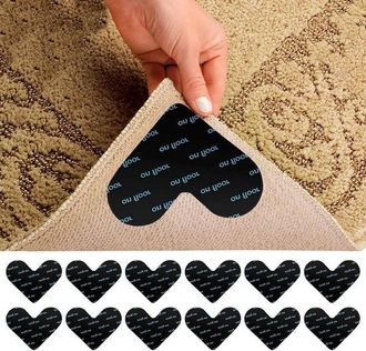 No Brand Juego De 12 Alfombrillas Antideslizantes, De Doble Cara, Lavables Y Reutilizables, Para Alfombras Y Suelos De Madera