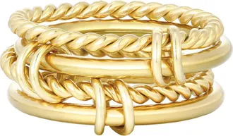 Adornia 18K Gold Plated Stacked Band Ring at Nordstrom Rack, Size 6