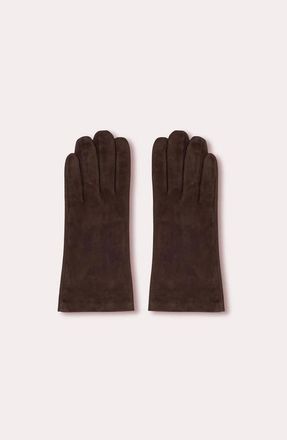 Seymoure Grant Cashmere Lined Leather Gloves in Brown Suede at Nordstrom, Size X-Large