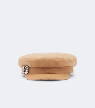 Roger Vivier Embellished wool-blend newsboy cap