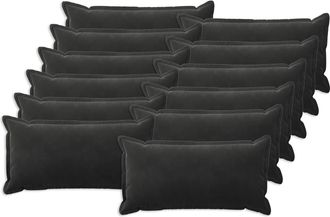 vidaXL Funda De Almohada 12 Pcs Houten Negro 40 X 80 Cm Terciopelo Vidaxl