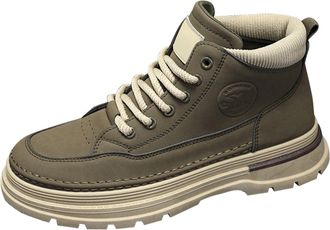 Generic Mens High Ankle Boots, Trendy Versatile Thick Sports Ankle Boots High Top Business Casual Bootie British Style Retro Work Shoes Winter Flat Warm Fur L