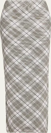 Ronny Kobo Azana Plaid-Print Mesh Maxi Skirt
