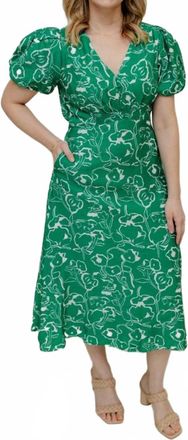 Skies Are Blue Clothing Mai Floral Midi Dress In Leaf Green