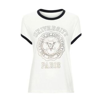 Zadig&Voltaire Tops, Dames, Wit, S, Katoen, Walk University T-Shirt