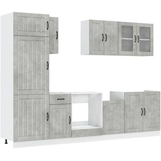 vidaXL Vidaxl - Conjunto De Armarios De Cocina lucca De 8 Piezas En Madera De Ingenier&iacute;a Gris Hormig&oacute;n