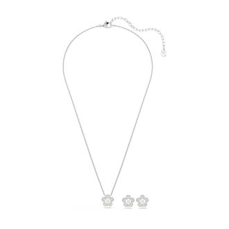 Swarovski Accessoires, Dames, Grijs, ONE Size, Ariana Grande Bloem Hanger & Oorbellen Set