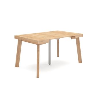 Skraut Home Mesa Consola Extensible, Mesa Comedor Plegable, 140, Para 6 Comensales, Patas De Madera, Estilo Moderno, Roble - Skraut Home
