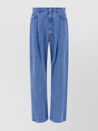 Marni pleated denim trousers with side and back pockets