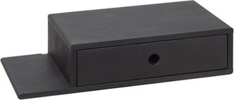 Woodek Mesita de noche flotante con estante izquierdo en abedul negro