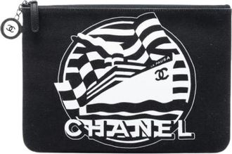 Chanel Pre-owned Canvas Clutch - Dames - Vintage Clutch - Zwart - ONE Size - Vintage