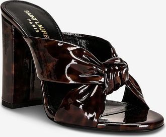 Saint Laurent Pantoletten aus Lackleder mit Leopardenprint Bianca 100