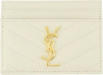 Saint Laurent Accessoires, Dames, Wit, ONE Size, Leer, Witte Leren Kaarthouder Cassandre