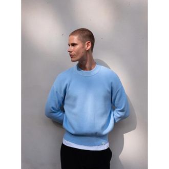 Nowadays Open Air Sweater - Heren - Ronde hals truien - Blauw - L - Katoen - Truien & Vesten
