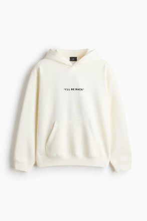 H&M Loose Fit Printed Hoodie in White/terminator at Nordstrom, Size Xx-Large