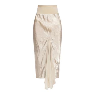 Rick Owens Midi Skirts, female, Beige, Size: M Temple A-line Bias Skirt